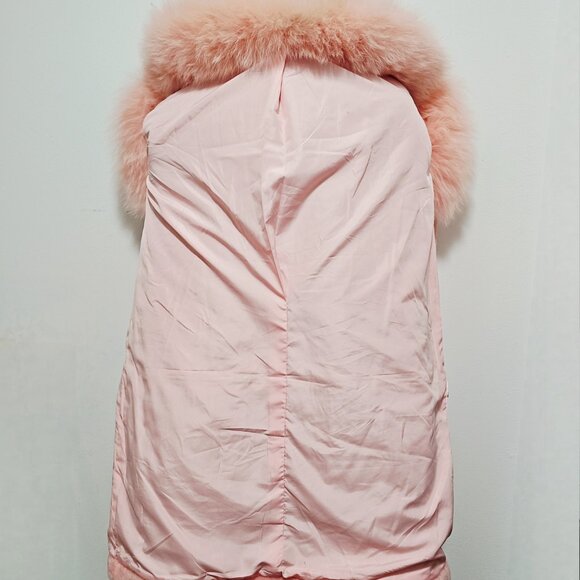 NewReal Merino Sheepskin Shearling Coat Jacket Lamb Fur Cherry Blossom Baby Pink - Picture 5 of 6